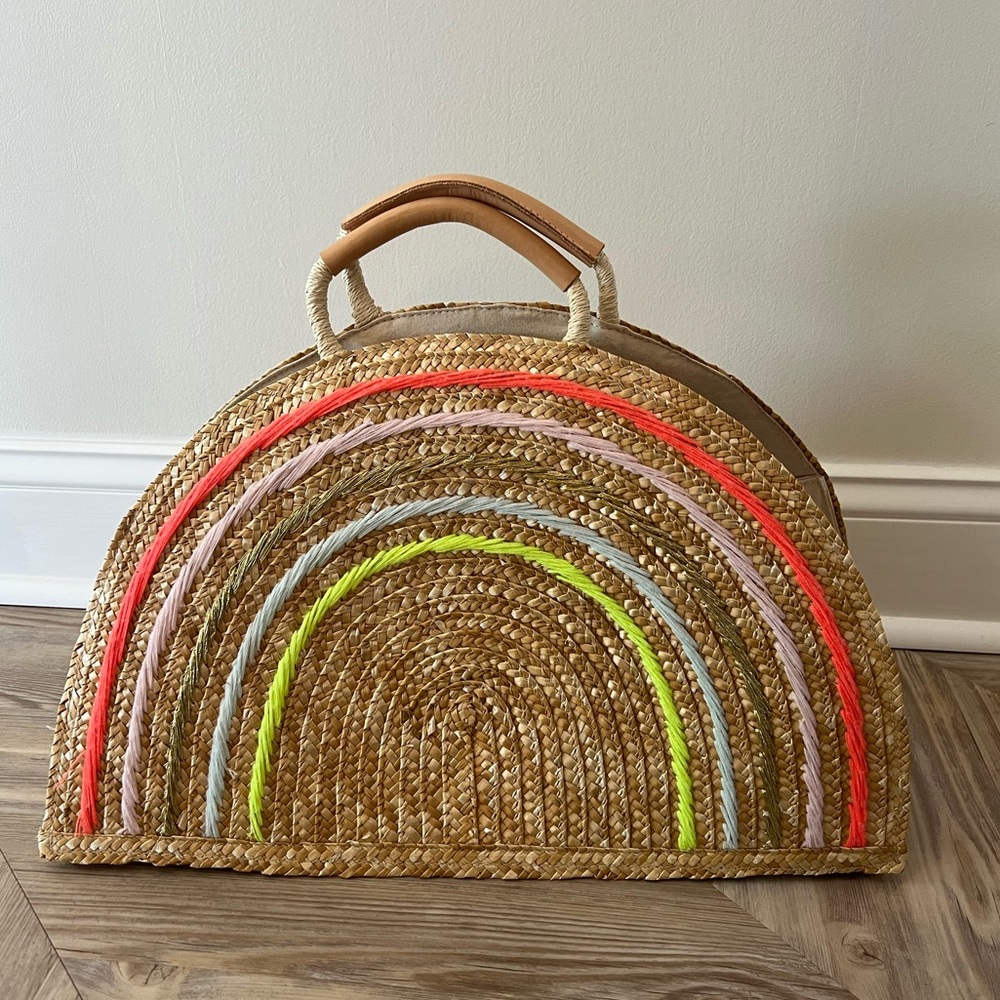 Anthropologie Meri Meri rainbow wicker basket storage tote toy bin
